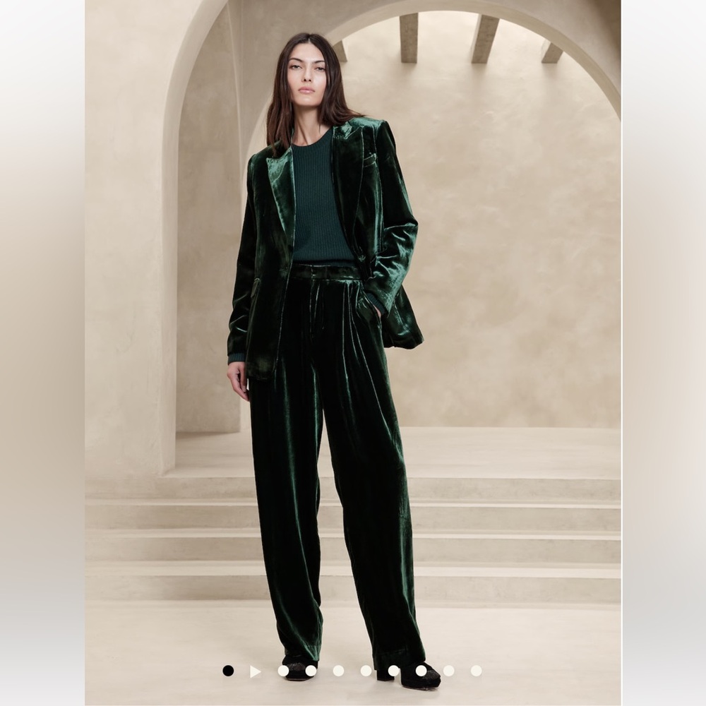 NWT Banana Republic Norte Green Velvet Pleated Pants Size 6
